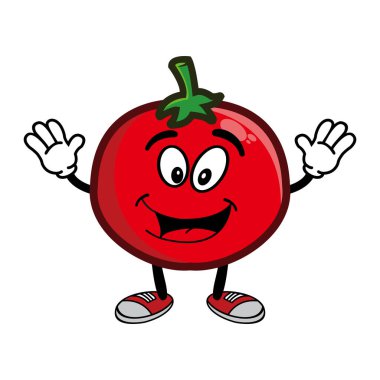 Tatlı çizgi film meyveli domates karakter maskotu.
