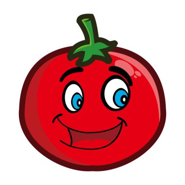 Tatlı çizgi film meyveli domates karakter maskotu.