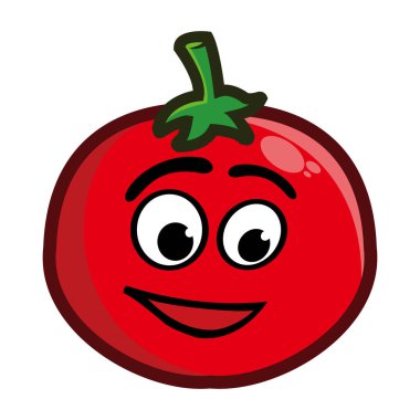 Tatlı çizgi film meyveli domates karakter maskotu.