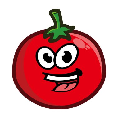 Tatlı çizgi film meyveli domates karakter maskotu.