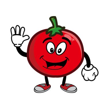 Tatlı çizgi film meyveli domates karakter maskotu.