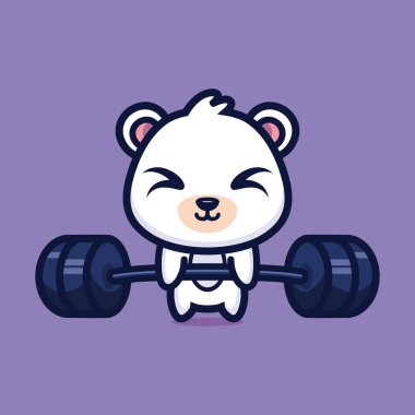 Ayı halter kaldırma çizgi film karakteri tasarımının şirin bir çizimi