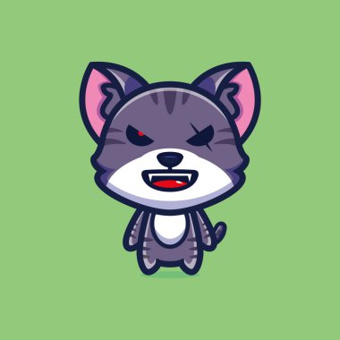 Kötü kedi maskotu çizgi film karakteri tasarımı