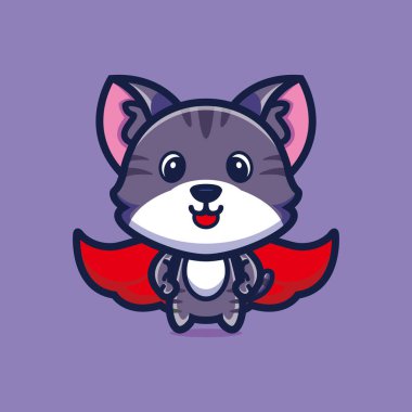 Kırmızı pelerinli sevimli bir kedi.