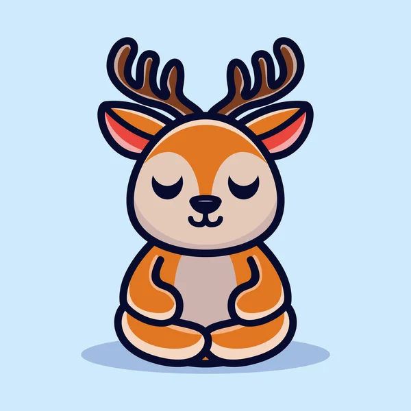 Venado Lindo Hacer Meditación Vector Premium — Vector de stock