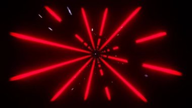 Neon Kırmızı Çizgileri 3d Görsel Vj Kusursuz Döngü Arkaplanı ile Soyut Sonsuz Tünel 'de Uçmak