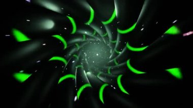 Neon yeşili bantlarla Sonsuz Sis Tüneli 'nde Uçmak 3d Görsel Vj Kusursuz Döngü Arkaplanı