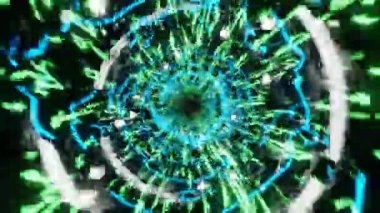 Müzik, gece kulübü ya da parti için Neon White Lines arkaplanı olan kusursuz döngülü Soyut Sonsuz Tünel. 3D görsel canlandırma