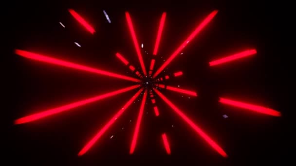 Fliegen Durch Abstrakte Endlose Tunnel Mit Neonroten Farblinien Visual Seamsless — Stockvideo