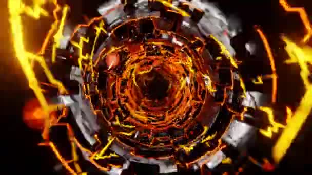 Naadloos Looped Abstract Technologie Concept Endless Rotating Circular Tunnel Music — Stockvideo