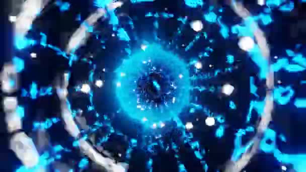 Płynnie Pętla Abstrakcyjna Podróż Niebieskiego Światła Okrągłym Tunelu Tło Dla — Wideo stockowe