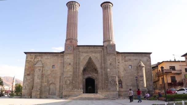 Twin Minaret School Turecku Ifte Minareli Medrese Turkey Travel Twin — Wideo stockowe