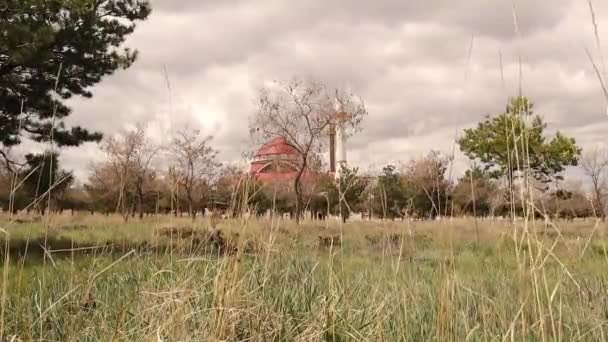 Viaje Turquia Erzurum Turquia 2021Parque Erzurum Com Uma Mesquita Fundo — Vídeo de Stock