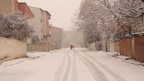 Silne Opady Śniegu Erzurum Turcja Temperatura Tym Mieście Sięga Niepozorni — Wideo stockowe