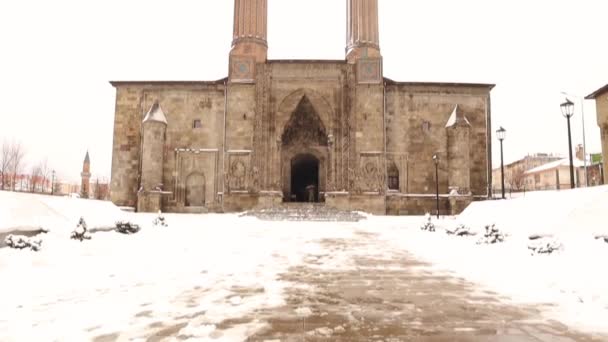 Erzurum Turcji 2022 Twin Minaret School Turecki Cfte Minareli Medrese — Wideo stockowe