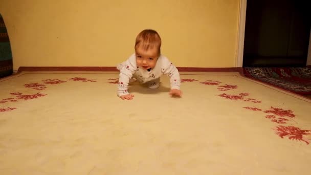 Μωρό Σέρνεται Στο Σπίτι Προς Την Κάμερα Τύποι Baby Crawls — Αρχείο Βίντεο