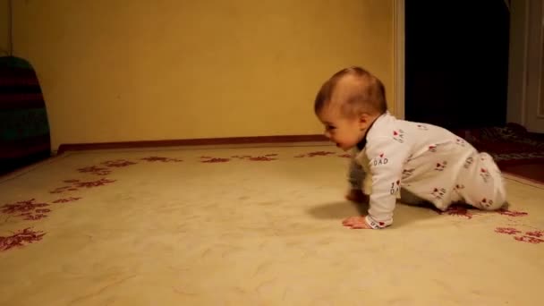 Dziecko Czołga Się Domu Rodzaje Baby Crawls Classic Crawl Rodzinna — Wideo stockowe