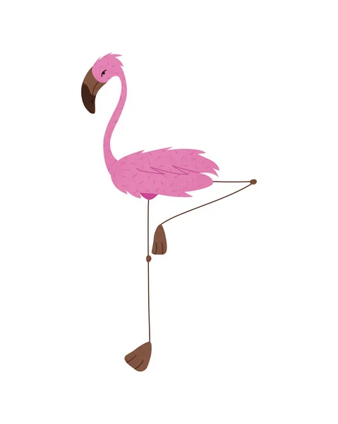 Kreskówka Flamingo ręcznie rysowane w modnym stylu. Nowoczesny wektor ilustracji izolowane na białym tle — Wektor stockowy
