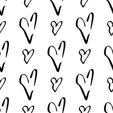 Karalama tarzında kusursuz bir kalbe sahip. Dekorasyon tekstili, duvar kağıdı vektör baskısı. Romantik arkaplan.