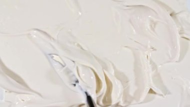 Sıvı krem, beyaz kozmetik doku. Kaplama, karalama geçmişi. Organik kozmetik, ilaç. Üst Manzara. 4K