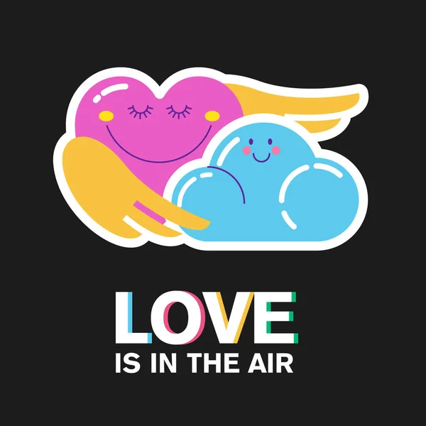 Havada Aşk Kokusu Var Buluta Aşık Bir Kalp Aşk Hakkında — Stok Vektör
