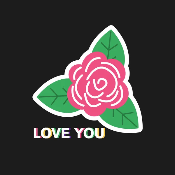 Векторная Наклейка Розой Люблю Тебя — стоковый вектор
