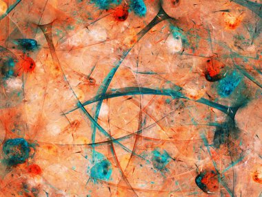 turuncu soyut fraktal arkaplan 3d oluşturma