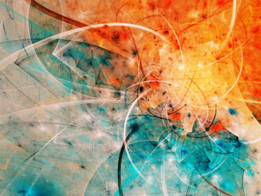 mavi ve turuncu soyut fraktal arkaplan 3D görüntüleme