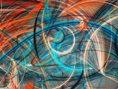 mavi ve turuncu soyut fraktal arkaplan 3D görüntüleme