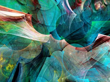 mavi ve yeşil soyut fraktal arkaplan 3d oluşturma