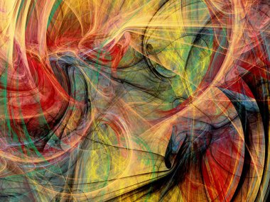 sarı soyut fraktal arkaplan 3d oluşturma