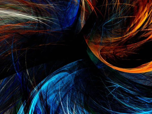 Синій Помаранчевий Абстрактний Фрактальний Фон Візуалізація — стокове фото