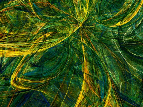 Yellow Green Abstract Fractal Background Rendering — Stockfoto