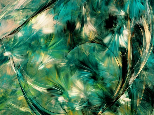 Синий Зеленый Абстрактный Фрактальный Фон Рендеринг — стоковое фото