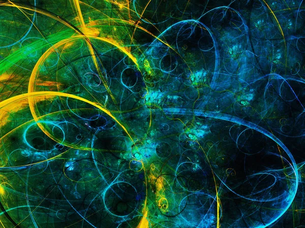 Синьо Зелений Абстрактний Фрактальний Фон Візуалізація — стокове фото