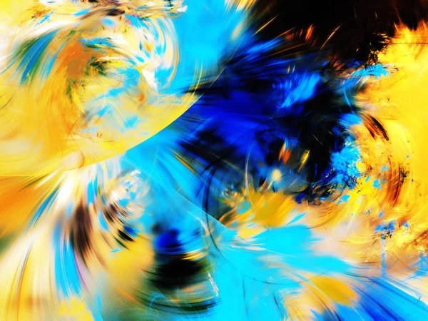 Blauw Geel Abstracte Fractal Achtergrond Rendering — Stockfoto