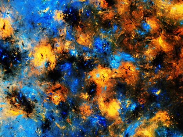 blue and yellow abstract fractal background 3d rendering