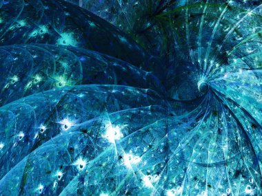 mavi soyut fraktal arkaplan 3d oluşturma