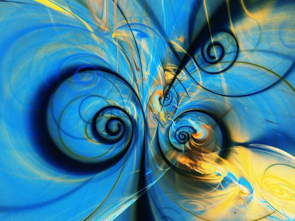 blue and yellow abstract fractal background 3d rendering