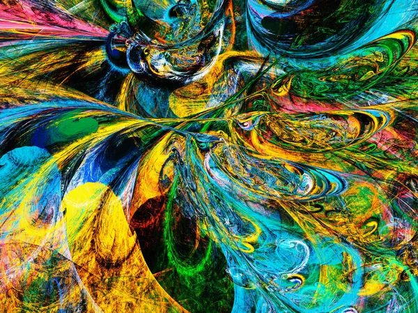 Regenboog Abstracte Fractal Achtergrond Rendering — Stockfoto