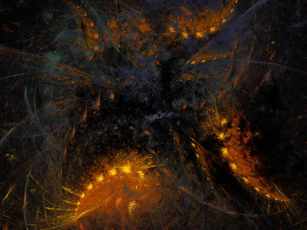 Orange abstract fractal background 3d rendering