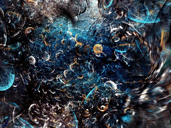 Azul Abstrato Fractal Fundo Renderização — Fotografia de Stock