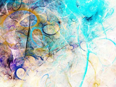 mavi soyut fraktal arkaplan 3d oluşturma