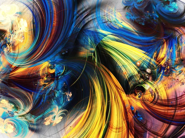 blue and yellow abstract fractal background 3d rendering