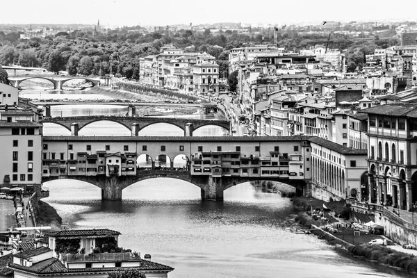 Vista Aérea Del Río Arno Ponte Vecchio Florencia Toscana Italia — Foto de Stock