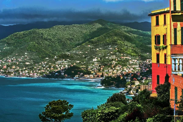 Paradiso Körfezi Panorama Liguria San Rocco Camogli Deniz Manzarası — Stok fotoğraf