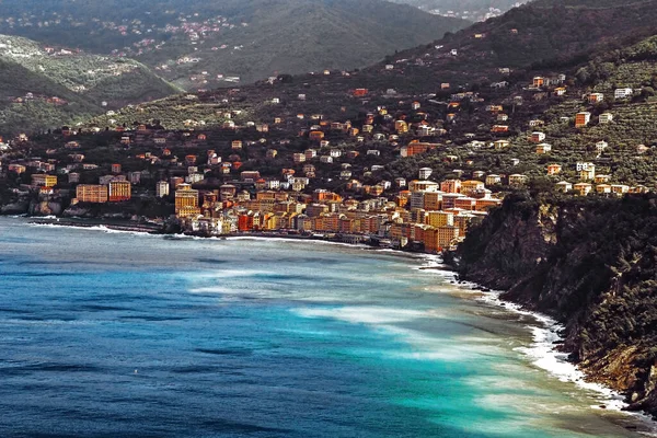 Paisaje Marítimo Camogli Panorama Aéreo Del Golfo Paradiso Liguria Italia — Foto de Stock