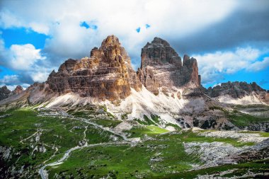 Trecime ve Auronzo Cadini, UNESCO Dolomite Alpleri, Trentino Alto adige, İtalya 'dan mülteci panoraması