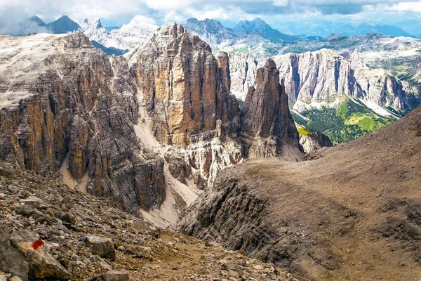 Forcella Pordoi Climb Piz Boe Sellaronda Unesco Dolomite Trentino Alto — Foto de Stock