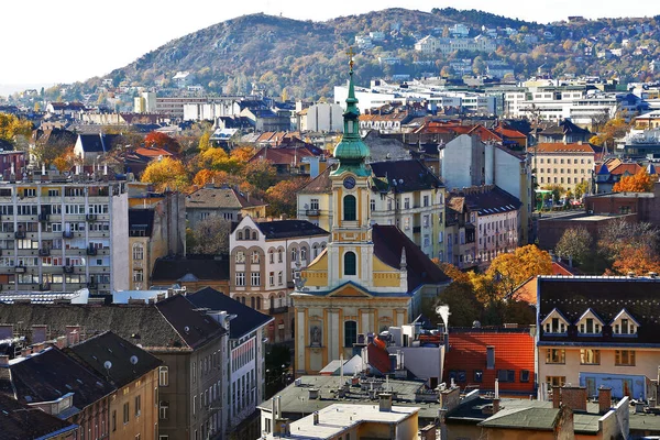 Panorama Budapesztu Zachodzie Słońca Węgry — Zdjęcie stockowe